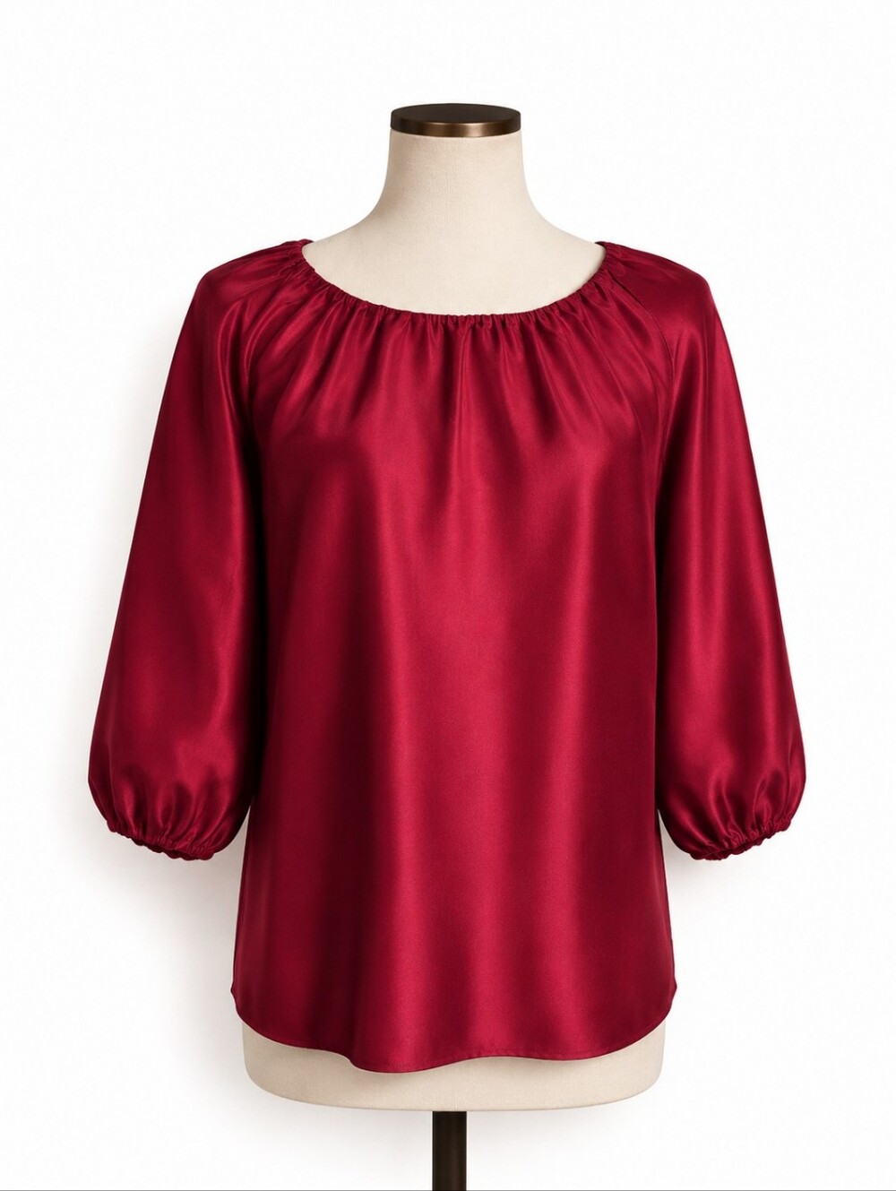 NWT Talbots 100% Silk Berry Red Balloon Sleeve Blouse XS